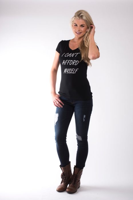 I Cant Afford Myself Black V Neck